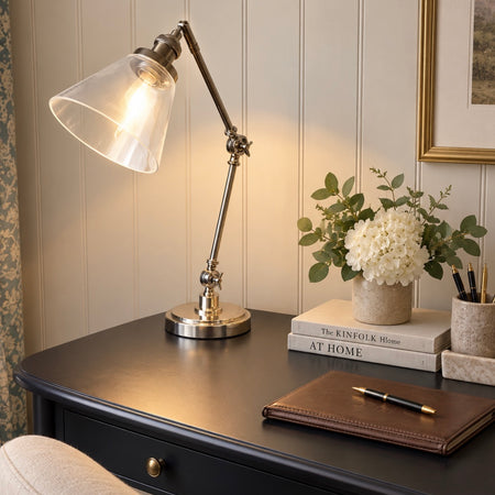 Store seconds Chrome and glass task desk lamp
