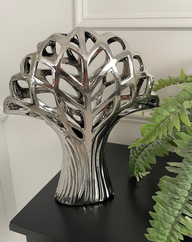 Tree of life shaped silver ornament