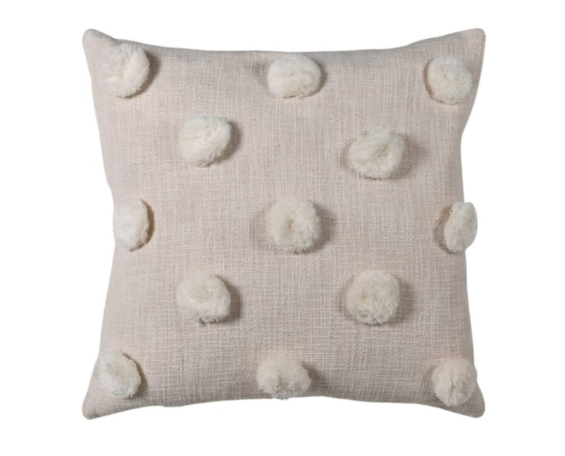 Cream Pom Pom cushion