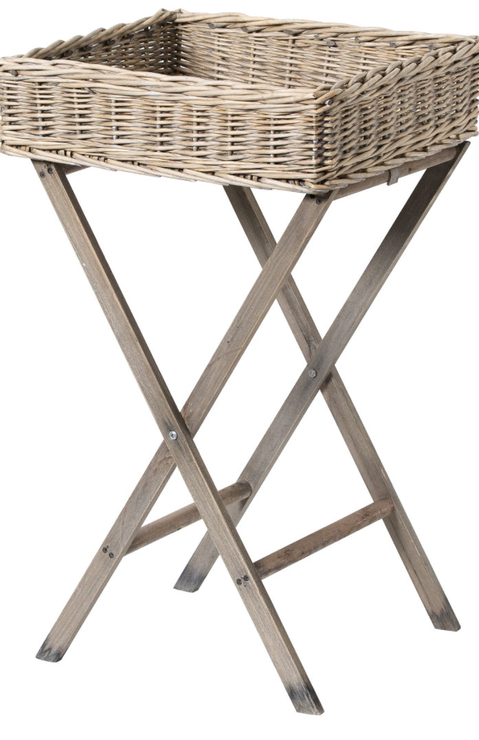 Distressed rustic wicker butlers tray