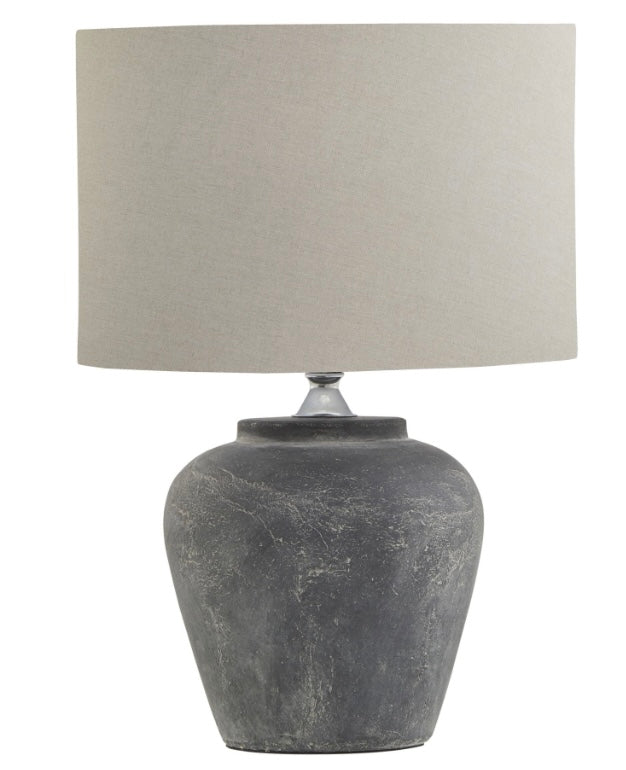 Amalfi Dark Grey Table Lamp With Linen Shade