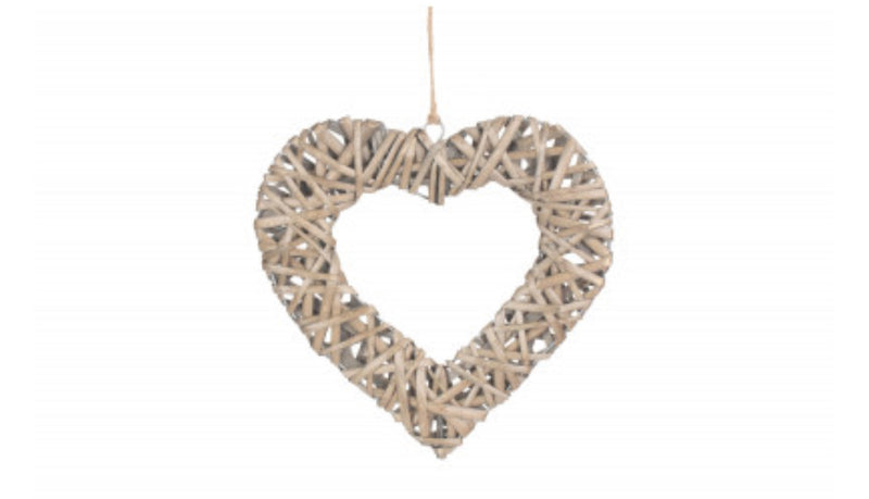 Flat woven hanging heart 25cm