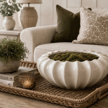 Fluted Edge White vase bowl Planter