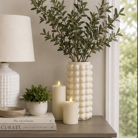 Cream bobble tall ceramic vase