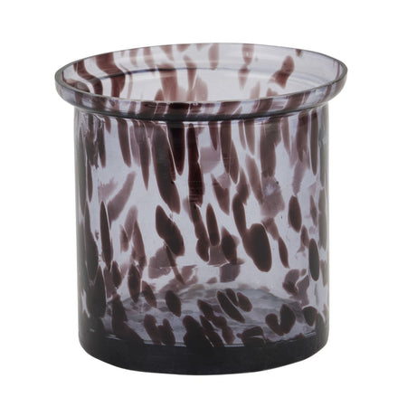 Black brown dapple specked candle holder