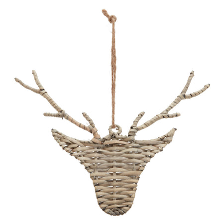 Hanging wicker reindeer stag head