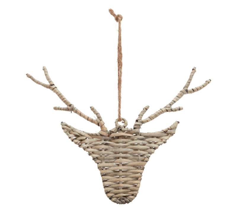Hanging wicker reindeer stag head