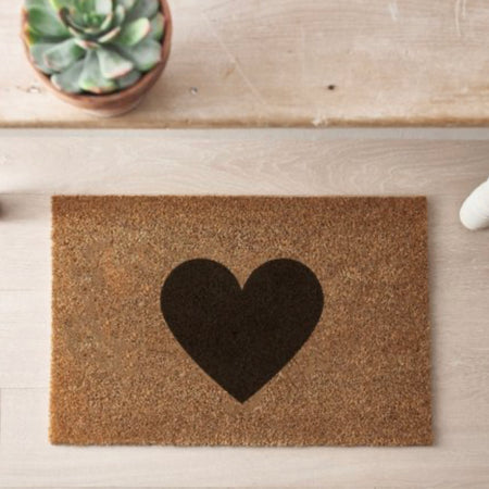 Heart coir door mat rug 60x40