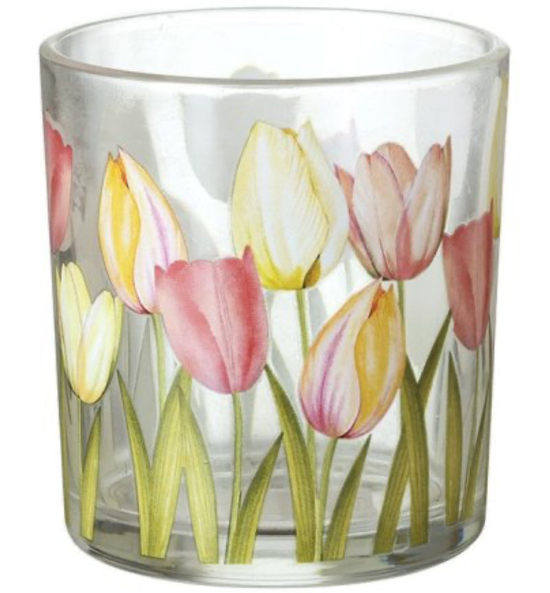 Tulip glass candle holder 8cm