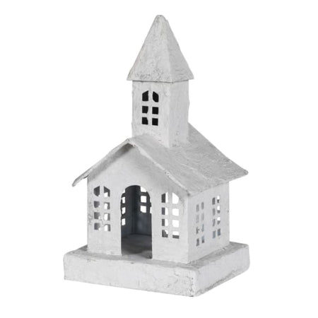 Large frosted rustic church candle holder 27cm
