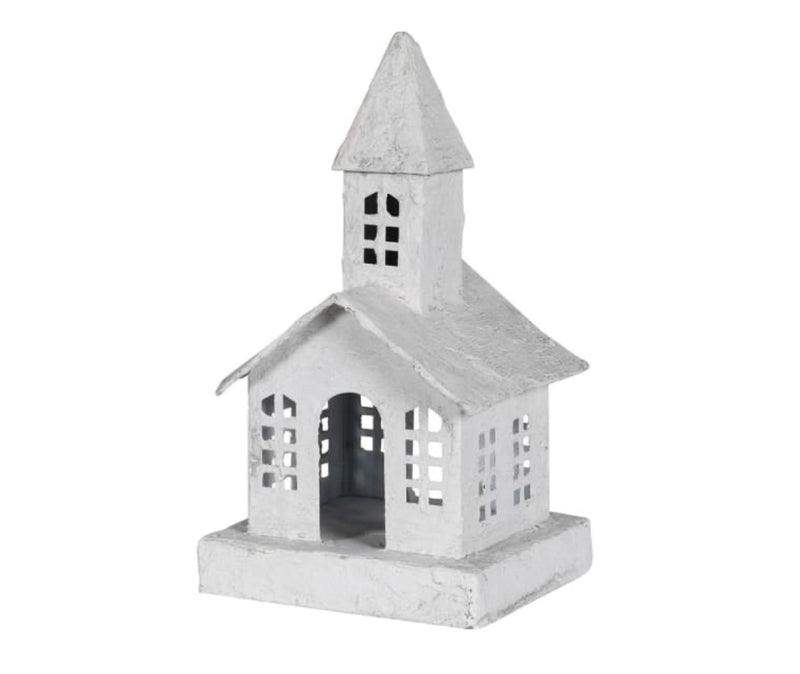 Large frosted rustic church candle holder 27cm