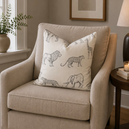 Animal safari neutral cushion cover 45cm