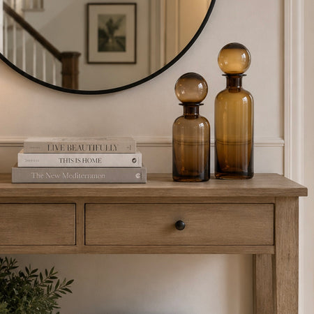 Amber glass ball top bottle