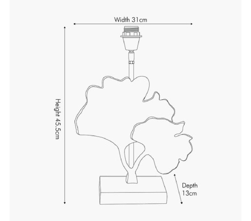 Gingko champagne leaf petal metal lamp with white oval shade