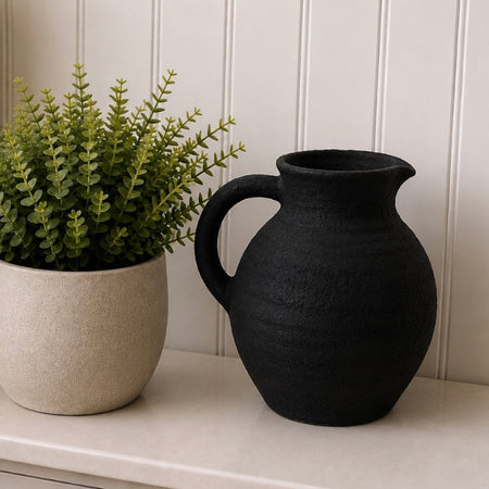 Black rustic squat jug 22cm