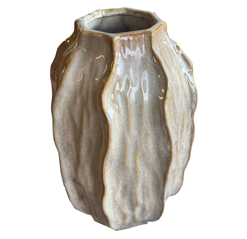Seed pod textured ceramic vase brown beige neutral 2 sizes