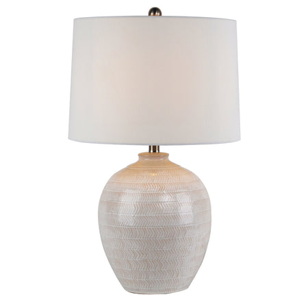 Textured ceramic lamp with linen shade