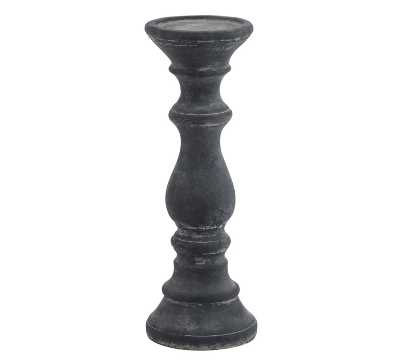 Stone look washed black candle stick 2 sizes