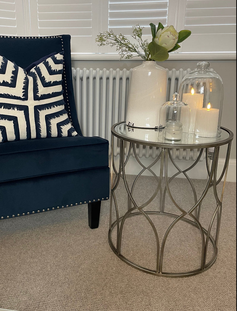 Store seconds silver lattice side table
