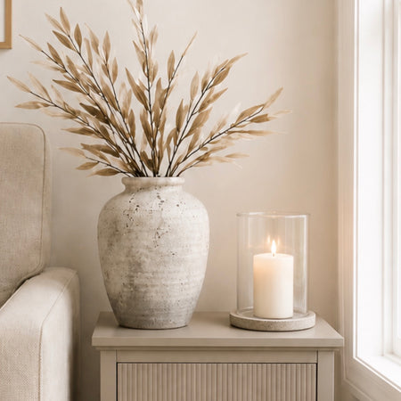 Stone brown beige two tone rustic vase