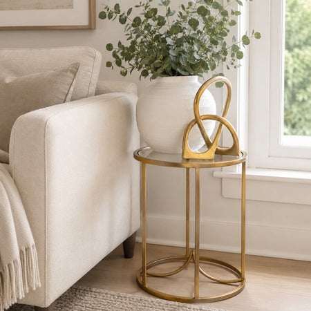 Gold glass round side table