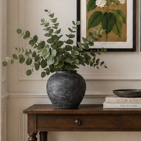 Handmade textured black rustic vase style 3