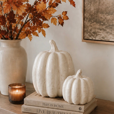 Rustic crackle reactive Glazed Pumpkin, 2 Sizes autumn