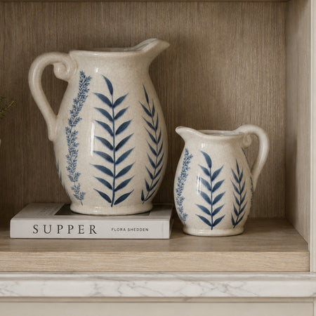 Rustic blue print petal jug