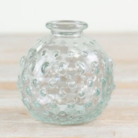 Squat glass bobble bottle vase round 8cm