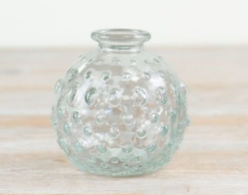 Squat glass bobble bottle vase round 8cm