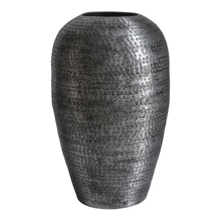Large hammered silver pewter metal vase