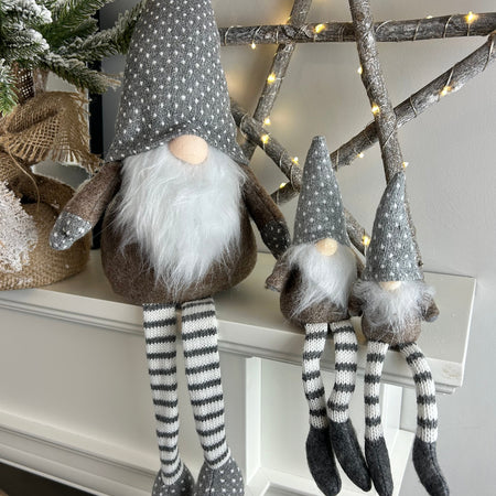 Beige Grey Fabric Sitting Gonk 3 Sizes Available