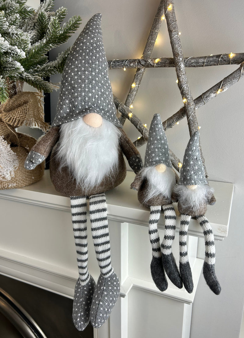 Beige Grey Fabric Sitting Gonk 3 Sizes Available