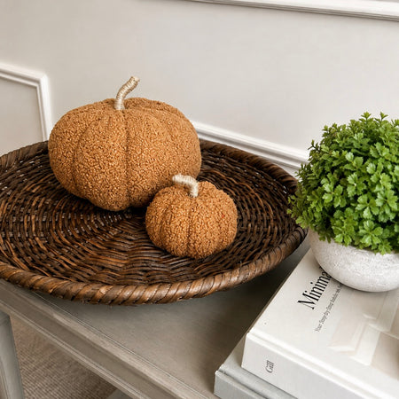Set of two rust Boucle pumpkins autumn halloween