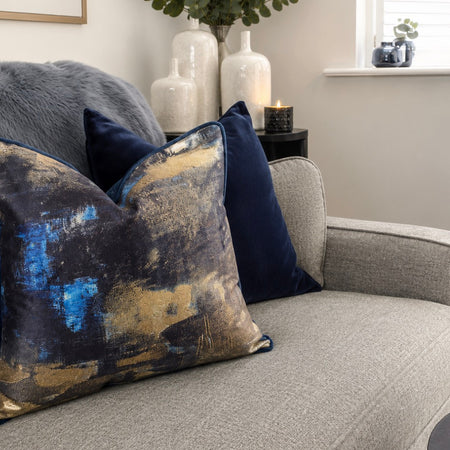 Navy and gold piped luxe Twilight cushion