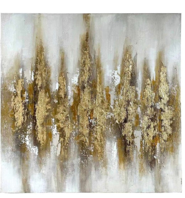 Cream and White Abstract Canvas 90x90