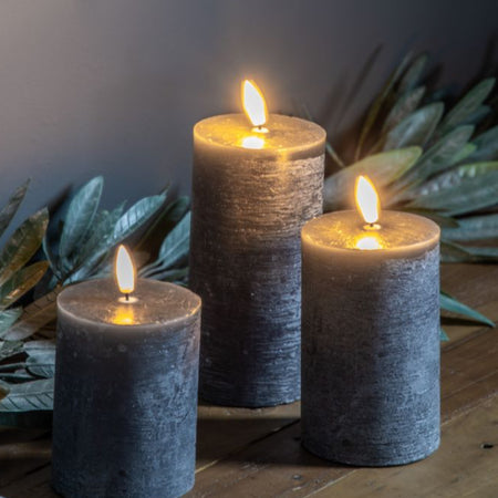 LED slate black wax candles with timer 3 sizes