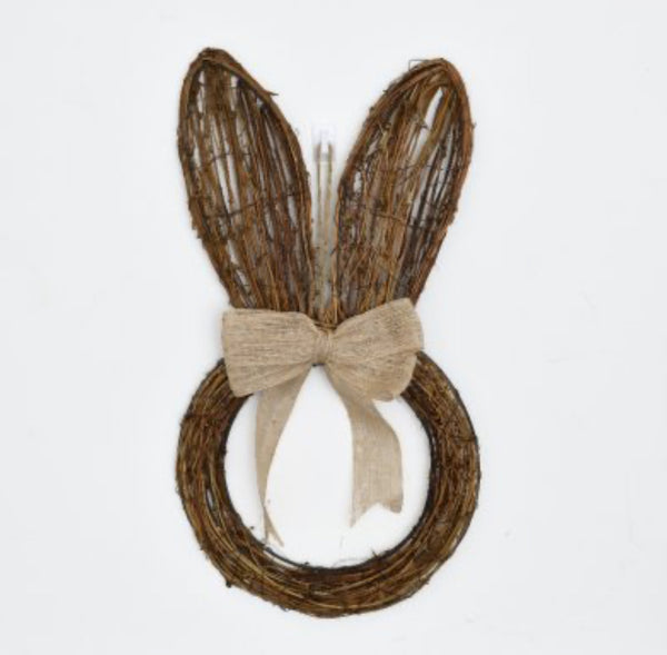 Hanging outline bunny rabbit with jute bow easter – Abode