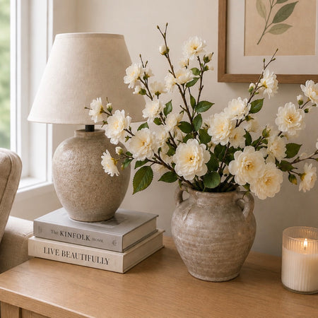 Ivory cream cherry blossom stem 76cm