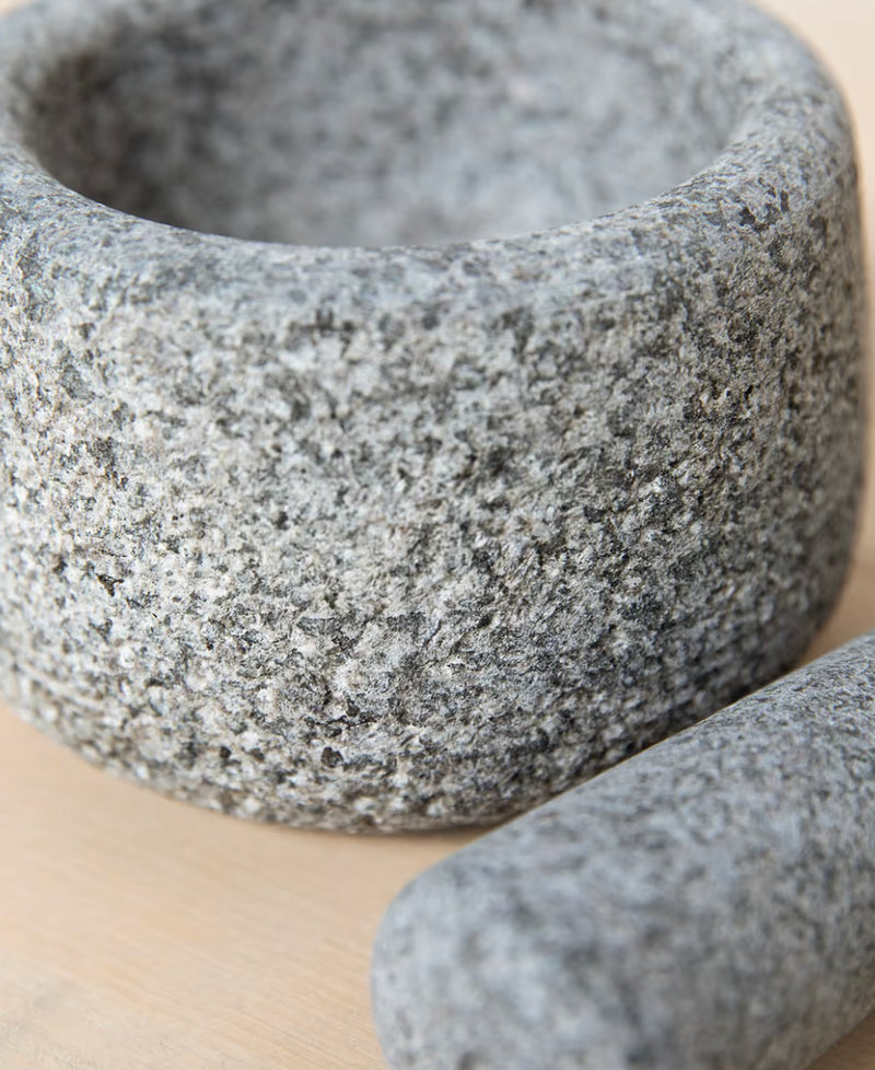 Granite pestle and mortar natural