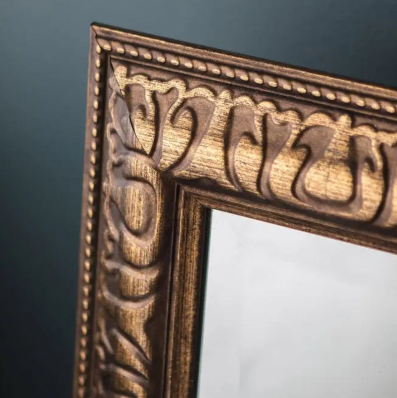 Gold bronze patterned chunky mirror 61x76cm