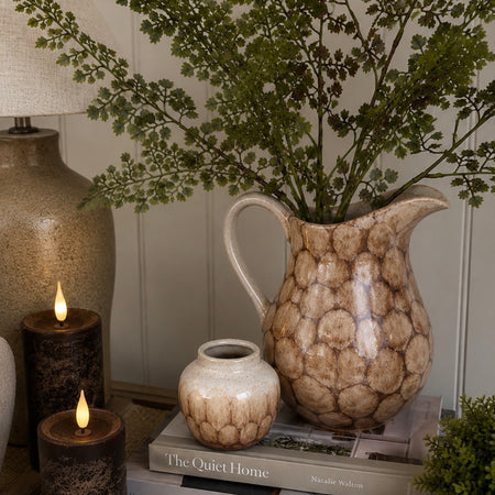Brown Reactive Glazed Jug Vase 22cm
