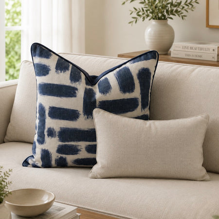 Kentish Navy Blue Patterned Cushion