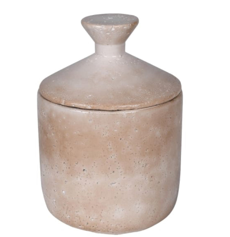 Taupe clay lidded jar pot 2 sizes