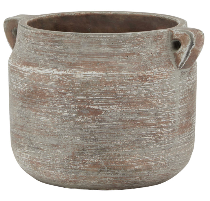 Siena Brown Rustic Urn Style Double Handle Vase planter