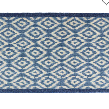 Blue abstract geo board washable rug door mat 50x75