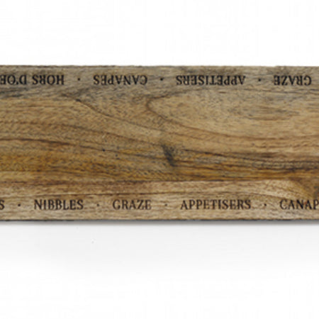 Mango wood etched canopy grazing board large 70x18