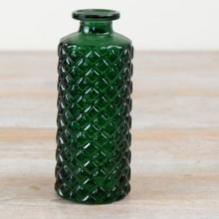 Green textured tall vase 13.5cm