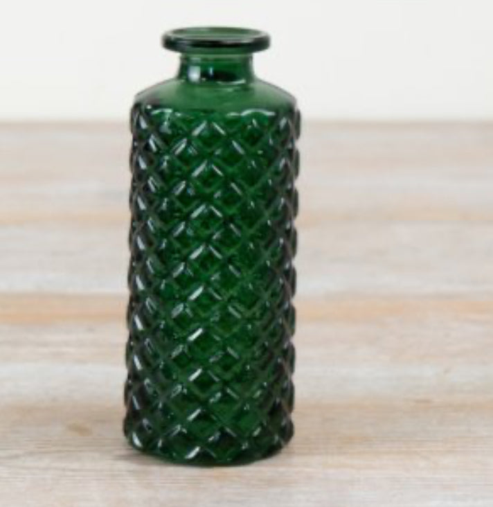 Green textured tall vase 13.5cm