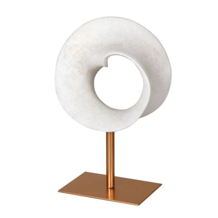 Off white resin round loop hoop on stand decoration